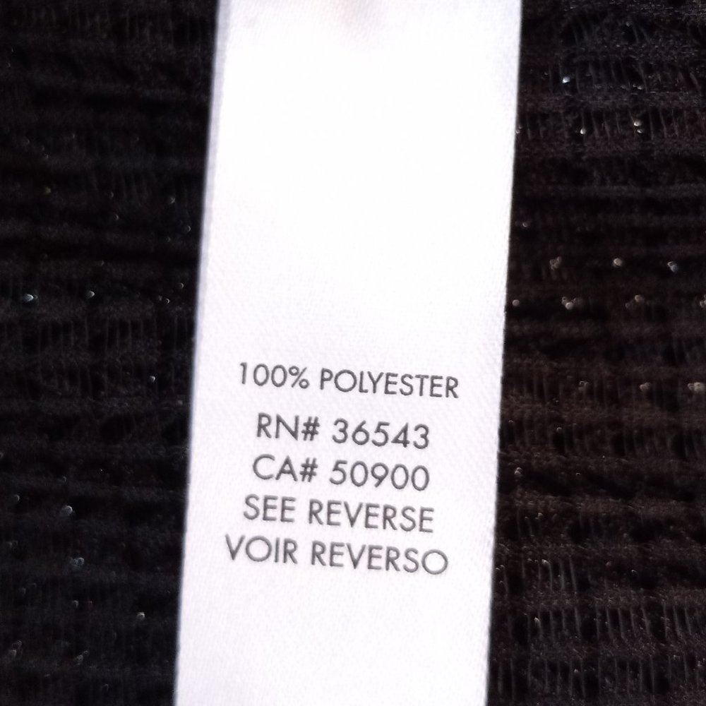 CALVIN KLEIN Black/Silver Open Front Cardigan Sz XS - Picture 7 of 7